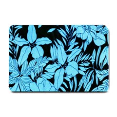 Blue Winter Tropical Floral Watercolor Small Doormat  by dressshop