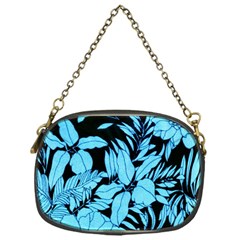 Blue Winter Tropical Floral Watercolor Chain Purse (one Side)