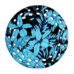 Blue Winter Tropical Floral Watercolor Ornament (round Filigree)
