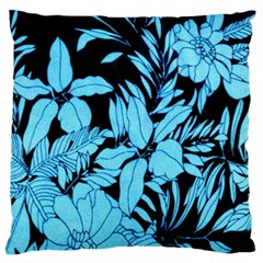 Blue Winter Tropical Floral Watercolor Large Cushion Case (one Side)