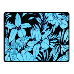 Blue Winter Tropical Floral Watercolor Double Sided Fleece Blanket (small)  by dressshop