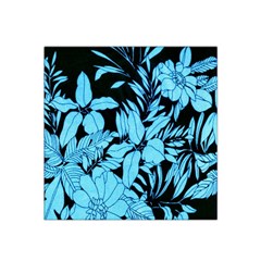 Blue Winter Tropical Floral Watercolor Satin Bandana Scarf