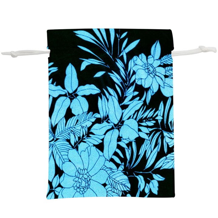 Blue Winter Tropical Floral Watercolor  Lightweight Drawstring Pouch (XL)