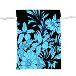 Blue Winter Tropical Floral Watercolor  Lightweight Drawstring Pouch (XL) Back