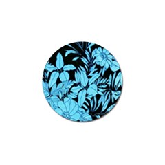 Blue Winter Tropical Floral Watercolor Golf Ball Marker