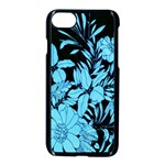 Blue Winter Tropical Floral Watercolor iPhone 8 Seamless Case (Black)