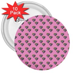 Patchwork Heart Pink 3  Buttons (10 Pack)  by snowwhitegirl