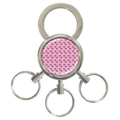 Patchwork Heart Pink 3-ring Key Chain