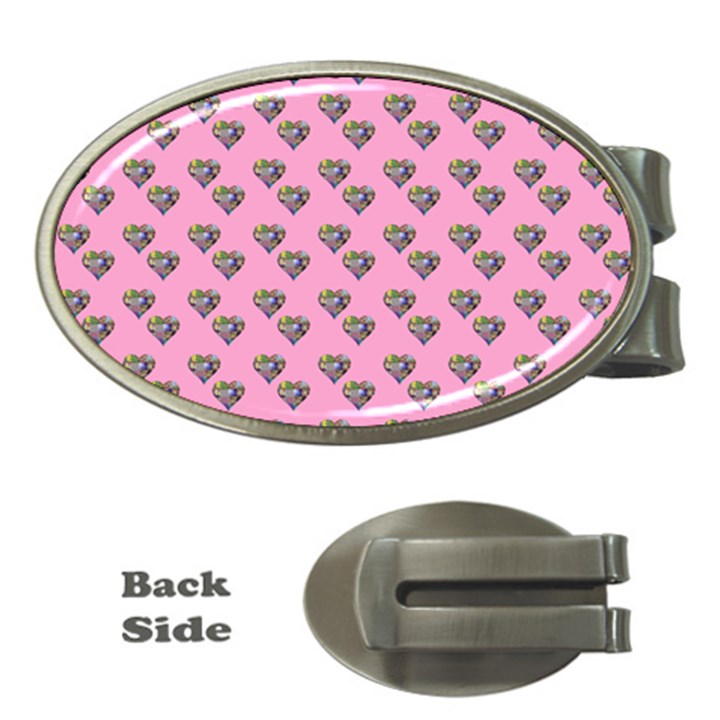 Patchwork Heart Pink Money Clips (Oval) 