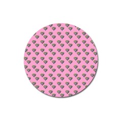 Patchwork Heart Pink Magnet 3  (round) by snowwhitegirl