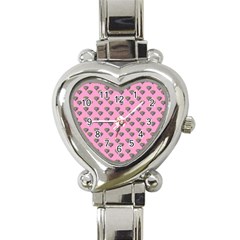 Patchwork Heart Pink Heart Italian Charm Watch by snowwhitegirl