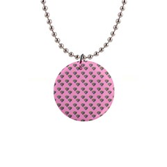 Patchwork Heart Pink 1  Button Necklace by snowwhitegirl
