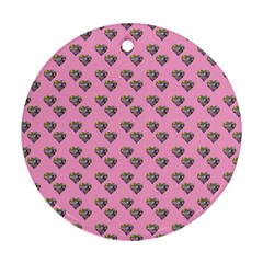 Patchwork Heart Pink Round Ornament (two Sides) by snowwhitegirl