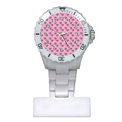 Patchwork Heart Pink Plastic Nurses Watch by snowwhitegirl