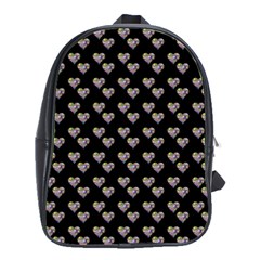 Patchwork Heart Black School Bag (large)