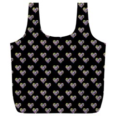 Patchwork Heart Black Full Print Recycle Bag (xxxl) by snowwhitegirl