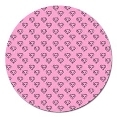 Heart Face Pink Magnet 5  (round) by snowwhitegirl