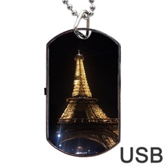 Tour Eiffel Paris Nuit Dog Tag Usb Flash (one Side)