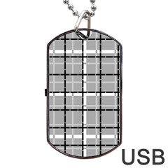 Pattern Carreaux Noir/gris Dog Tag Usb Flash (one Side)