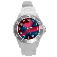 Dégradé Rose/bleu Round Plastic Sport Watch (l) by kcreatif