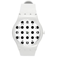 Background Dot Pattern Round Plastic Sport Watch (m) by HermanTelo