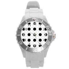 Background Dot Pattern Round Plastic Sport Watch (l) by HermanTelo