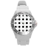 Background Dot Pattern Round Plastic Sport Watch (L) Front