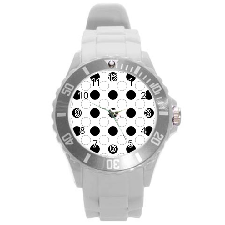 Background Dot Pattern Round Plastic Sport Watch (L)