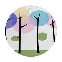 Forest Trees Nature Plants Round Ornament (two Sides) by HermanTelo