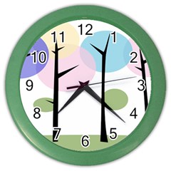 Forest Trees Nature Plants Color Wall Clock by HermanTelo