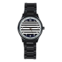 Bandes Noir/bleu Marine Stainless Steel Round Watch by kcreatif