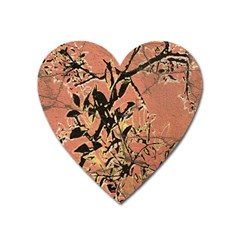 Floral Grungy Style Artwork Heart Magnet by dflcprintsclothing