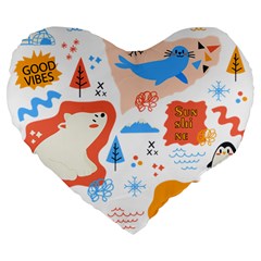 1 (1) Large 19  Premium Flano Heart Shape Cushions