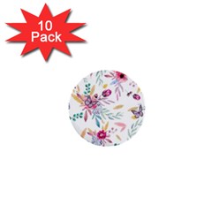 PINK FLORAL PRINT 1  Mini Buttons (10 pack) 