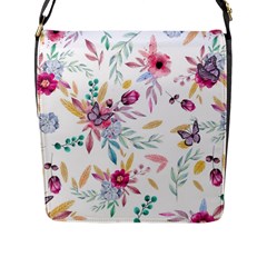 PINK FLORAL PRINT Flap Closure Messenger Bag (L)