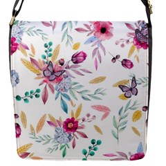 PINK FLORAL PRINT Flap Closure Messenger Bag (S)