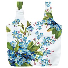 Blue Floral Print Full Print Recycle Bag (xxxl) by designsbymallika