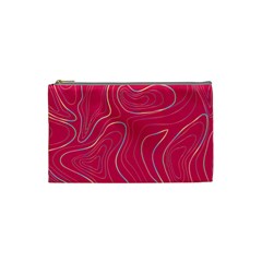 Pink Golden Lines Cosmetic Bag (small) by designsbymallika