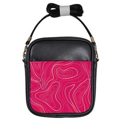 Pink Golden Lines Girls Sling Bag by designsbymallika