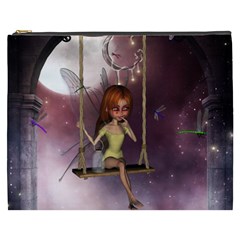Little Fairy On A Swing With Dragonfly In The Night Cosmetic Bag (xxxl) by FantasyWorld7