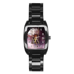 Little Fairy On A Swing With Dragonfly In The Night Stainless Steel Barrel Watch by FantasyWorld7