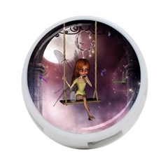Little Fairy On A Swing With Dragonfly In The Night 4-port Usb Hub (one Side)