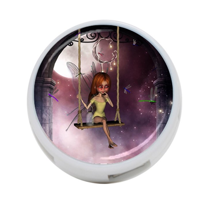 Little Fairy On A Swing With Dragonfly In The Night 4-Port USB Hub (One Side)