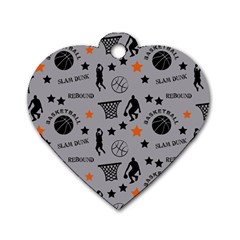 Slam Dunk Basketball Gray Dog Tag Heart (two Sides) by mccallacoulturesports