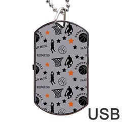 Slam Dunk Basketball Gray Dog Tag Usb Flash (two Sides) by mccallacoulturesports