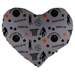 Slam Dunk Basketball Gray Large 19  Premium Heart Shape Cushions