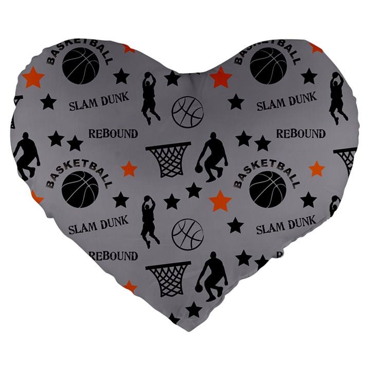 Slam Dunk Basketball Gray Large 19  Premium Heart Shape Cushions