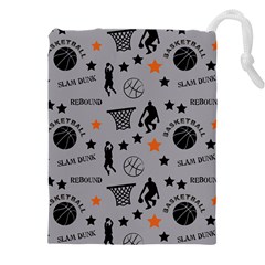 Slam Dunk Basketball Gray Drawstring Pouch (4xl) by mccallacoulturesports