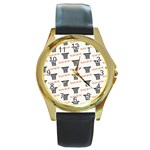 Slam Dunk Baskelball Baskets Round Gold Metal Watch Front