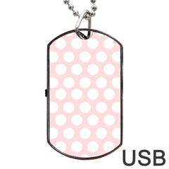 Pink And White Polka Dots Dog Tag Usb Flash (one Side) by mccallacoulture